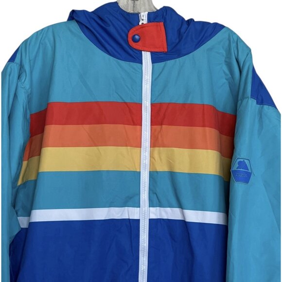 Tipsy Elves Ski Snow Suit Mens Size XL Rise N Ride Retro Blue Green Red Hooded - Picture 2 of 11